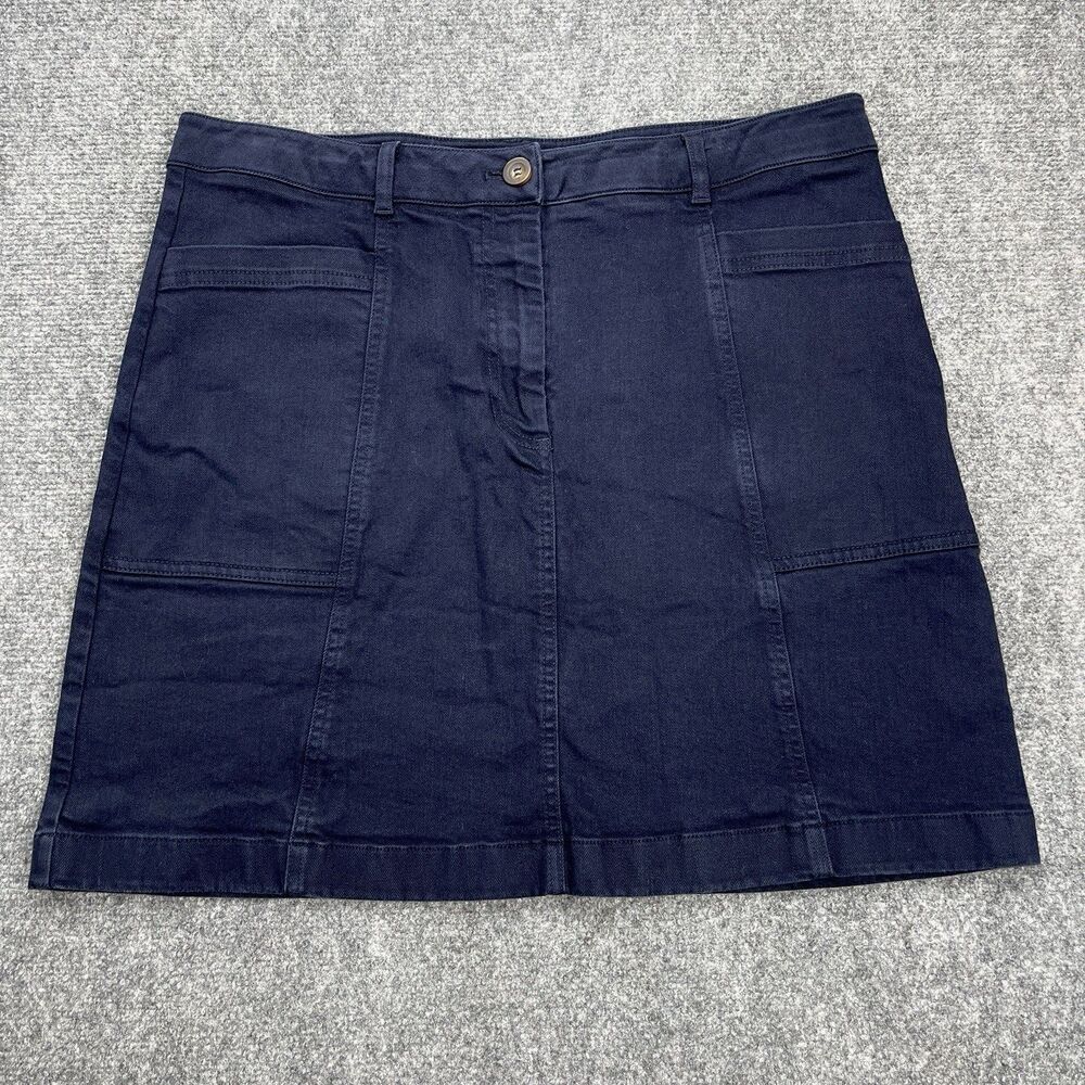 Boden Denim Skirt Womens Size 12 Dark Navy Stretch Cotton 19 Inch